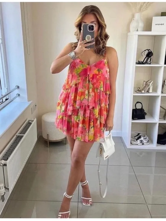 ZARA PRINTED TULLE DRESS - Picture 3 of 14